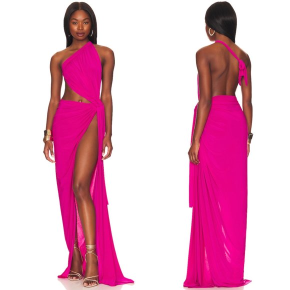 J.Angelique Dresses & Skirts - NEW J.Angelique Disa Dress in Fuchsia Hot Pink Maxi Gown Backless One Shoulder